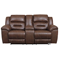 Faux Leather Double Reclining Loveseat w/ Console