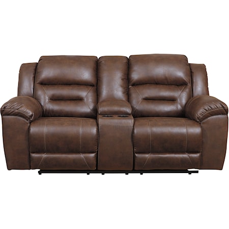 Faux Leather Double Reclining Loveseat w/ Console