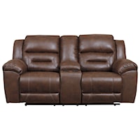 Faux Leather Double Reclining Power Loveseat w/ Console