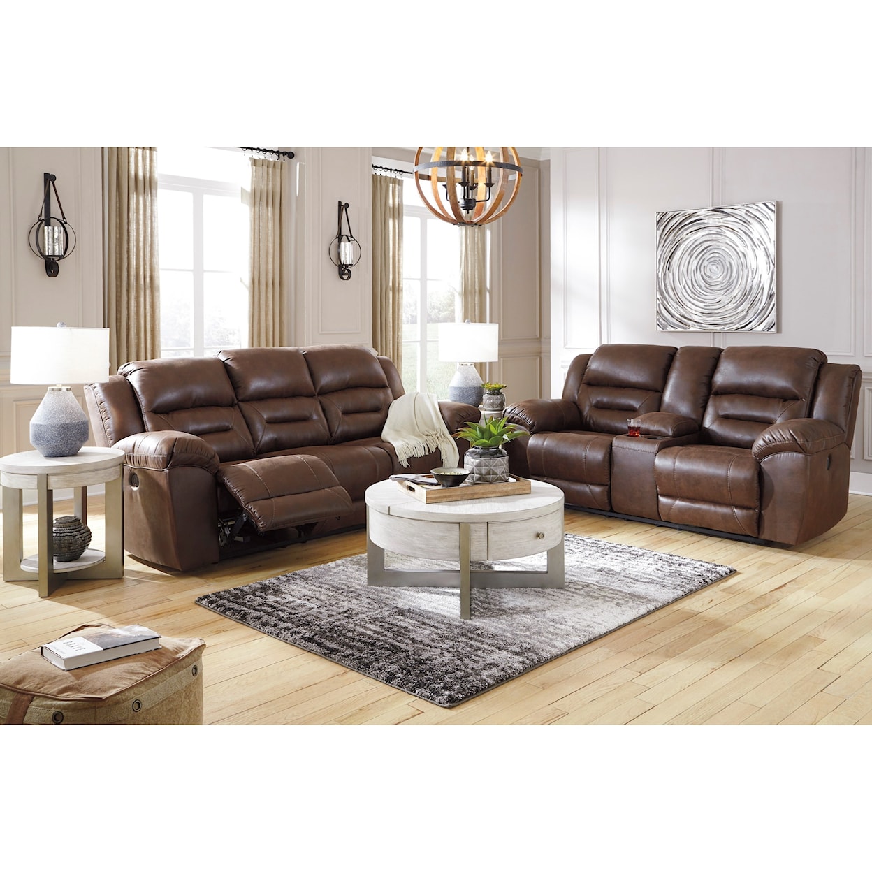 Signature Design by Ashley Furniture Stoneland Double Recl Power Loveseat w/ Console