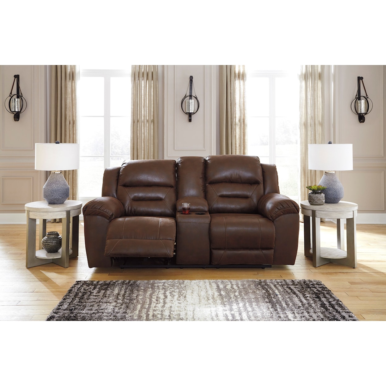 Signature Design Stoneland Double Recl Power Loveseat w/ Console