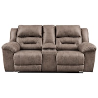 Faux Leather Double Reclining Loveseat w/ Console