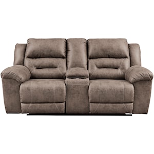 Signature Design by Ashley Stoneland Double Reclining Loveseat w/ Console