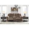 Signature Stallone Fossil Double Reclining Loveseat w/ Console