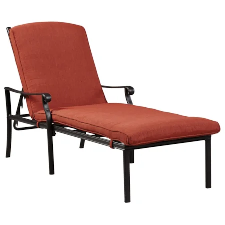 Outdoor Chaise Lounge with Cushion & Adjustable Back