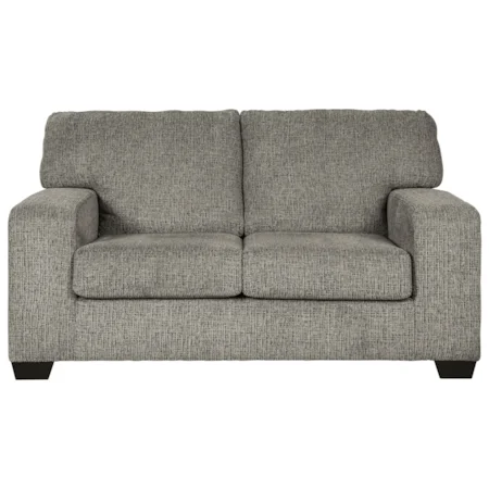 Contemporary Loveseat with Track Arms in Gray Fabric