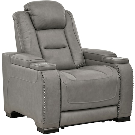 Contemporary Power Recliner with Adjustable Headrest and Lumbar Support