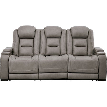 Contemporary Power Reclining Sofa with Adjustable Headrest and Lumbar Support