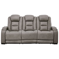 Contemporary Power Reclining Sofa with Adjustable Headrest and Lumbar Support