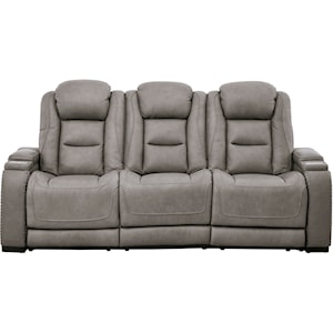 Signature Design by Ashley The Man-Den Power Reclining Sofa with Adjustable HR