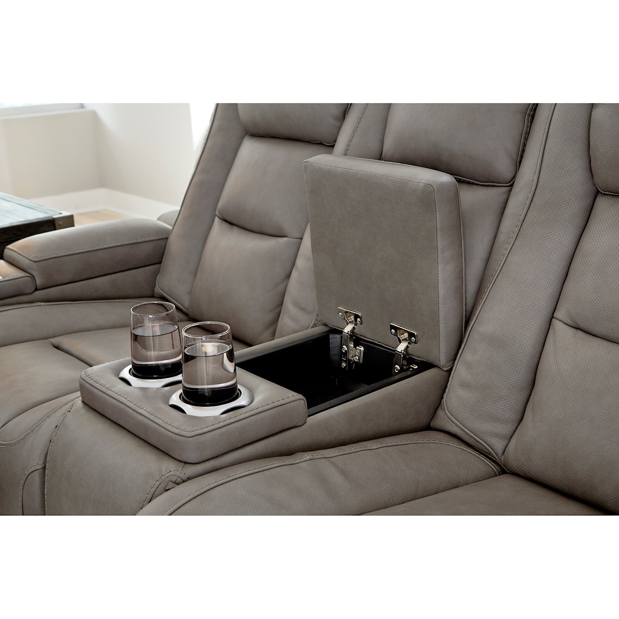 Ashley Furniture Signature Design The Man-Den Power Reclining Loveseat with Console