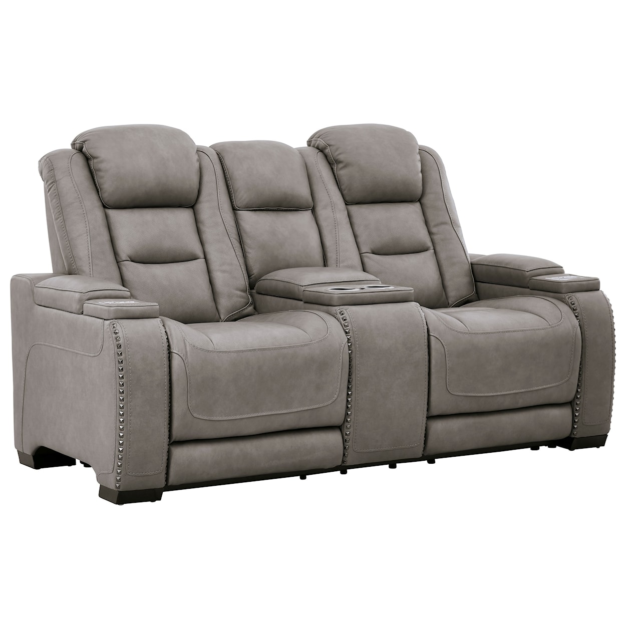 Signature Design by Ashley The Man-Den Power Reclining Loveseat with Console
