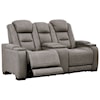 Ashley Furniture Signature Design The Man-Den Power Reclining Loveseat with Console