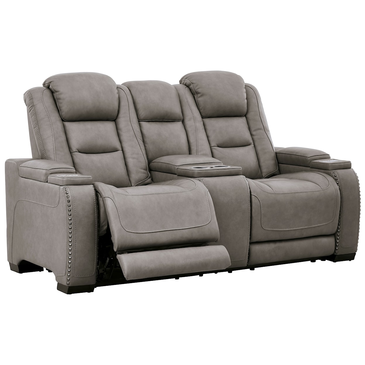 Signature Design by Ashley The Man-Den Power Reclining Loveseat with Console