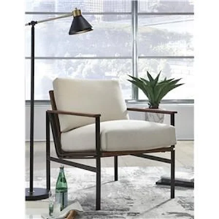 Ivory/Brown Accent Chair
