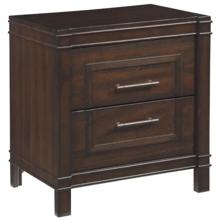 Two Drawer Night Stand with Framed Drawer Fronts