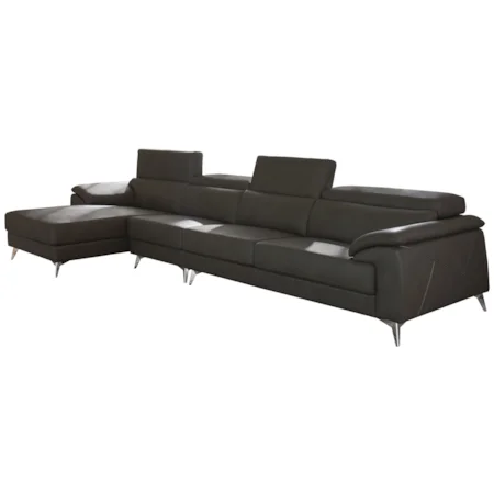 Contemporary 3 Piece Sectional with Adjustable Headrest