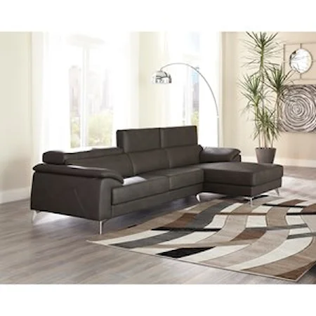 Contemporary 2 Piece Sectional with Adjustable Headrest