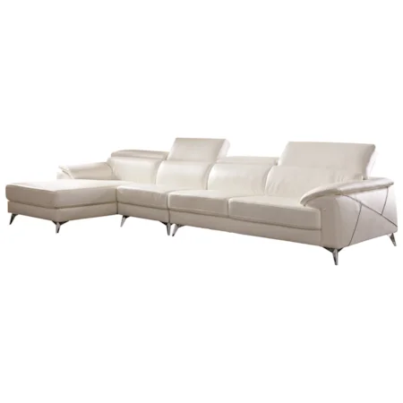 Contemporary 3 Piece Sectional with Adjustable Headrest