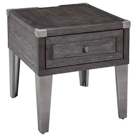 Rectangular End Table with Outlet & USB Chargers
