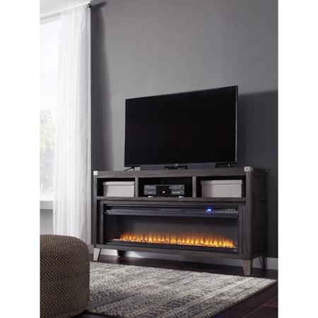 Large TV Stand with Fireplace Insert