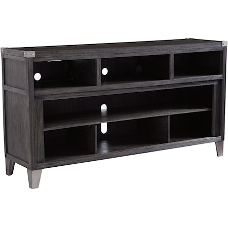 Contemporary Dark Gray Large TV Stand with Metal Accents