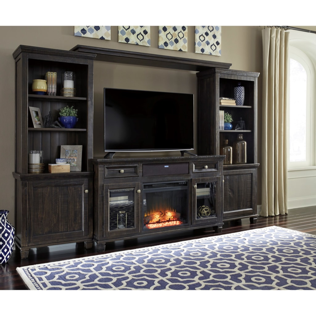 Signature Design by Ashley Townser Entertainment Center w/ Fireplace Insert & Small Bluetooth Speaker | Furniture Superstore - NM | Wall Unit Shop for the Signature Design by Ashley Townser Entertainment Center w/ Fireplace & Speaker at Furniture Superstore - NM - Your Albuquerque