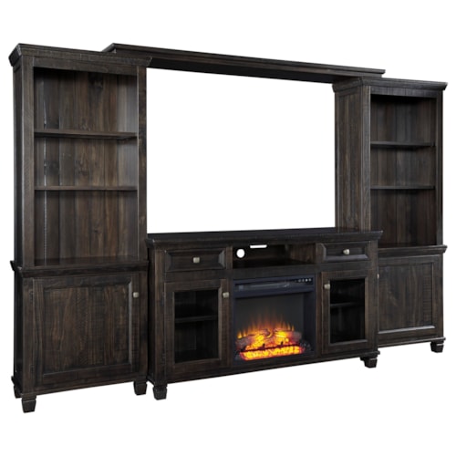 Signature Design by Ashley Townser Entertainment Center w/ Fireplace Insert | Wayside Furniture | Wall Unit Shop for the Signature Design by Ashley Townser Entertainment Center w/ Fireplace at Wayside Furniture - Your Akron