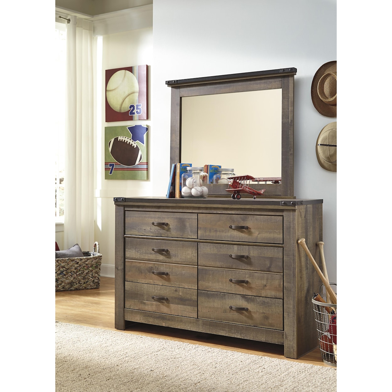 Ashley Furniture Signature Design Trinell Youth Dresser & Bedroom Mirror