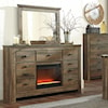 Signature Design by Ashley Trinell Dresser with Fireplace Insert & Mirror