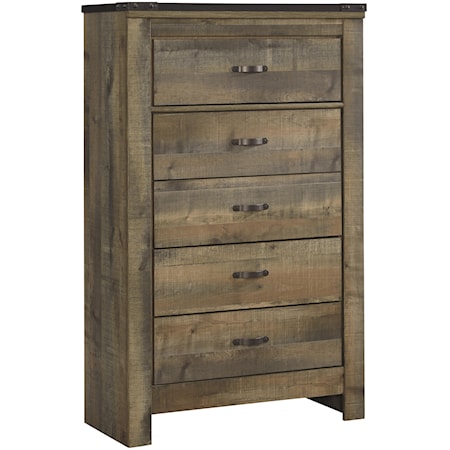 Rustic 5-Drawer Chest with Top Banding