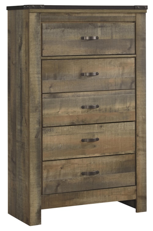 Rustic 5-Drawer Chest with Top Banding