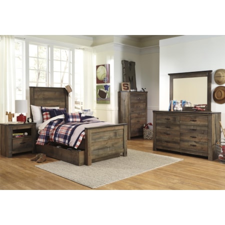Twin Panel Bed w/ Under Bed Storage/Trundle