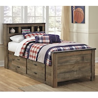 Rustic Look Twin Bookcase Bed with Under Bed Storage