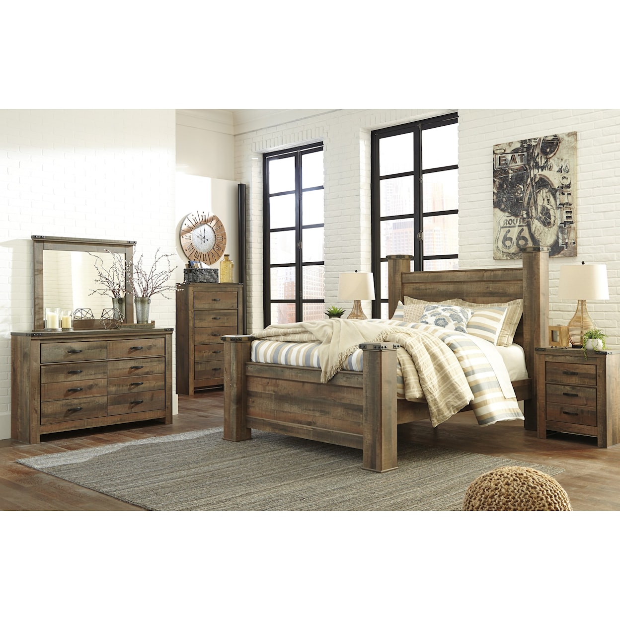 Signature Design by Ashley Trinell Queen Poster Bed