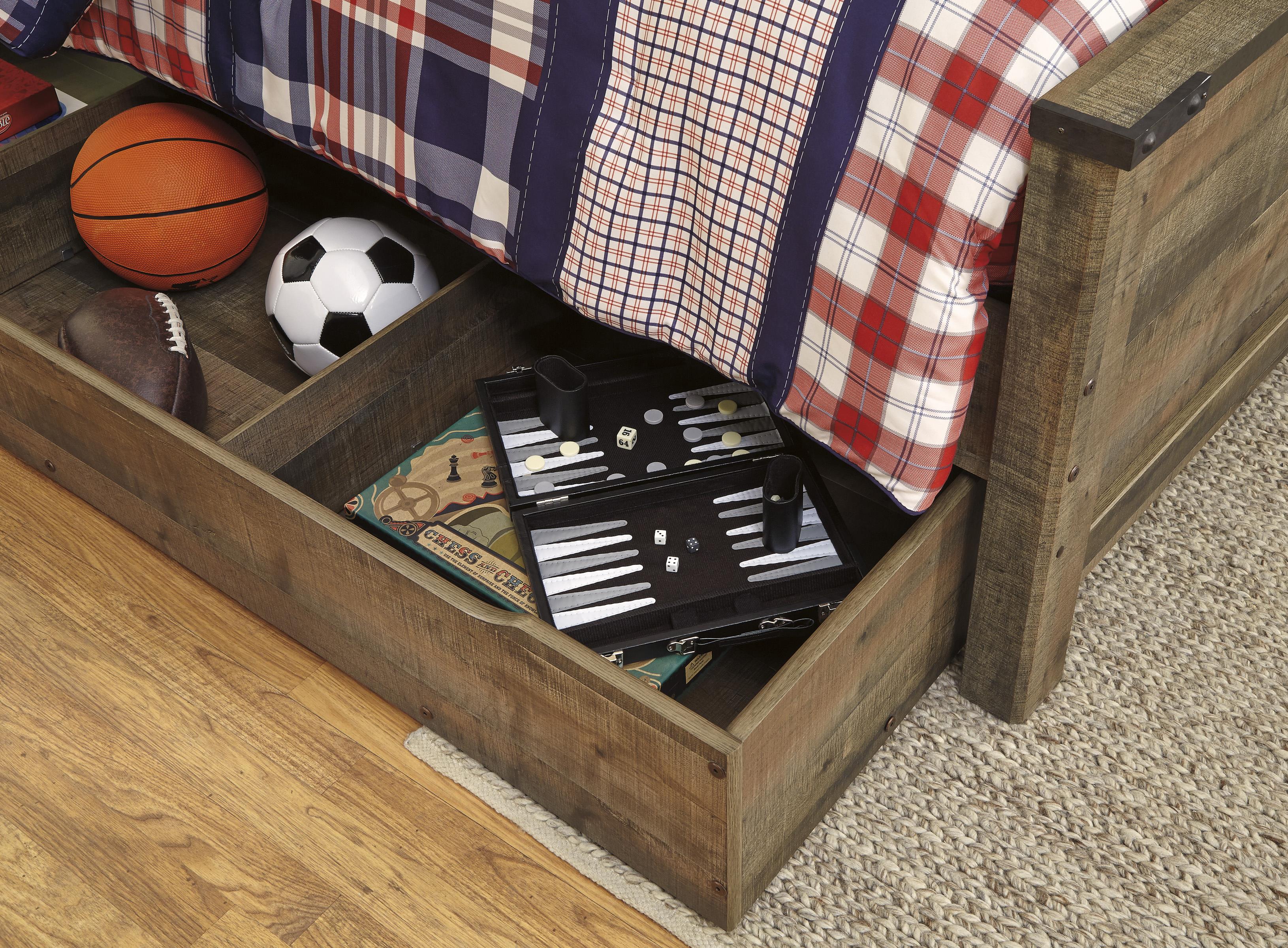 Signature Design by Ashley Trinell Full Panel Bed w/ Under Bed Storage/Trundle