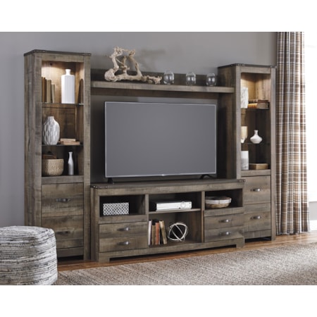 Large TV Stand &amp; 2 Tall Piers w/ Bridge