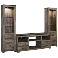 Rustic Large TV Stand & 2 Tall Piers