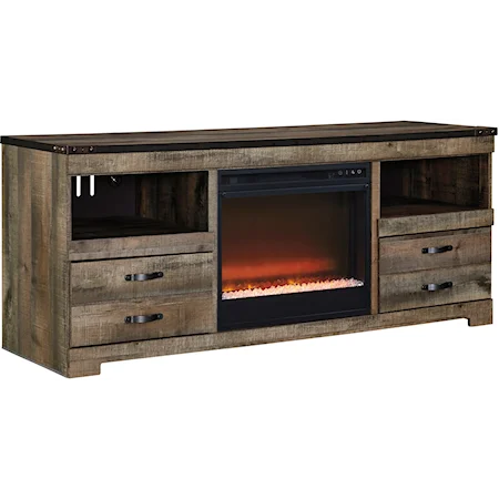 Large TV Stand with Fireplace Insert