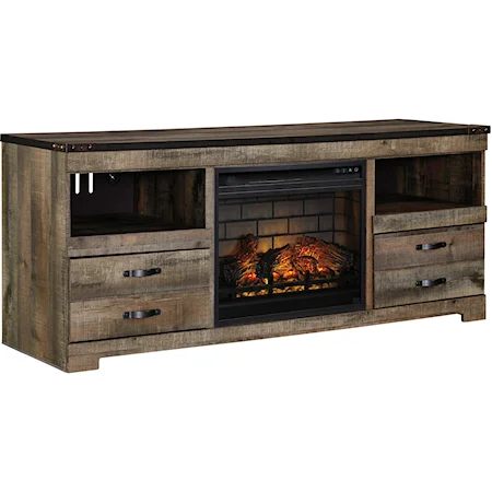 Large TV Stand with Fireplace Insert