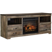 Rustic Large TV Stand with Fireplace Insert