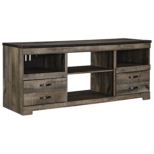 Signature Design by Ashley Trinell Rustic Large TV Stand with Metal ...