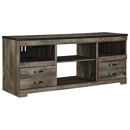Rustic Large TV Stand with Metal Rivet Detail