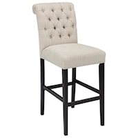 Tall Upholstered Barstool in Linen Look Fabric