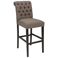 Tall Upholstered Barstool in Graphite Textured Fabric