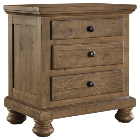 Solid Wood Pine Three Drawer Night Stand