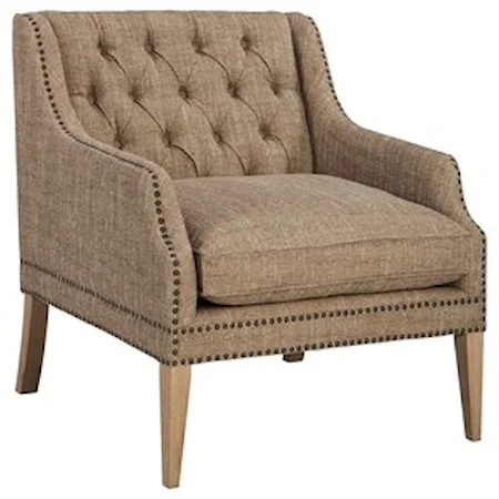Tufted Back Accent Chair with Nailhead Trim