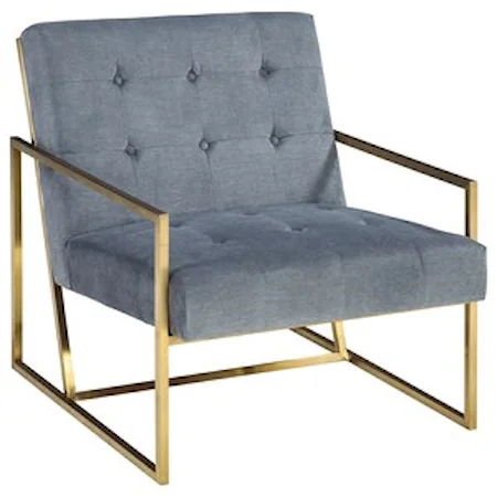 Gold Finish Metal Arm Accent Chair with Velvet Fabric