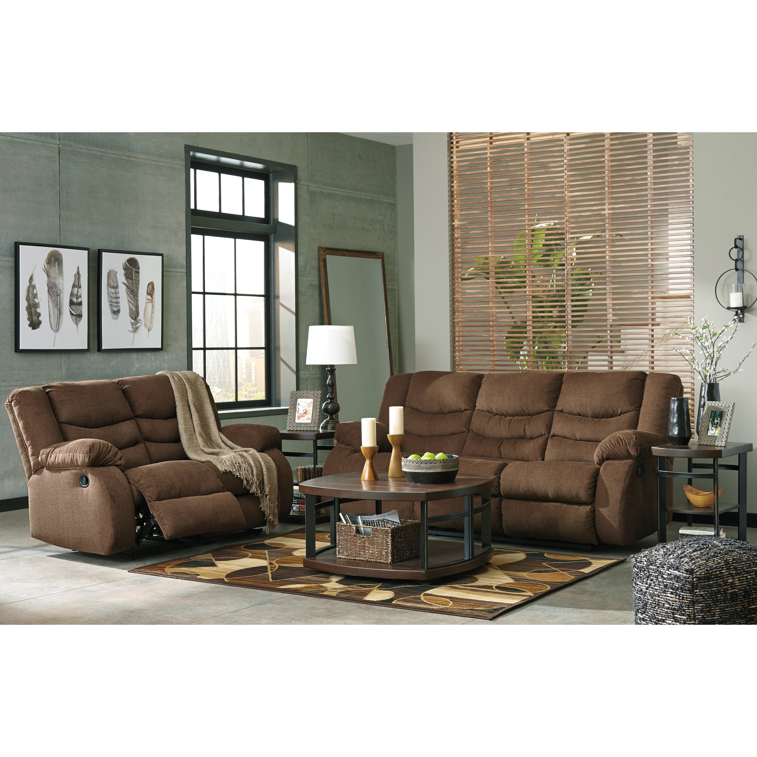 Ashley tulen chocolate reclining on sale sofa