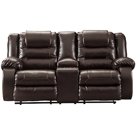 Casual Double Reclining Loveseat with Storage Console